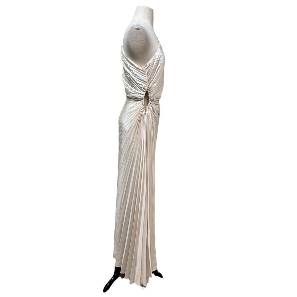 Dress Forum Olympia One Shoulder Pleated Asymmetric Maxi Dress Medium Ivory New - Picture 4 of 11
